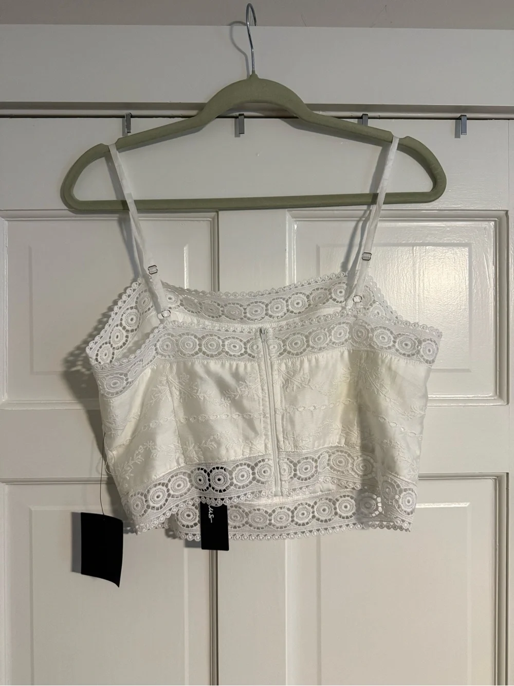 Lulu's White Crochet-Trim Crop Cami